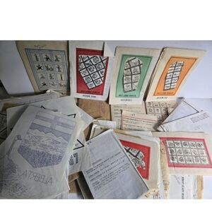 Multi-Stamp Transfer Pattern Lot Embroidery Textile Crafts Vintage